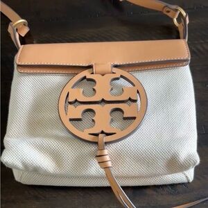 Tory Burch Miller Canvas Crossbody Bag with Logo Medallion